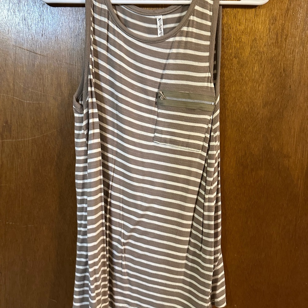 Striped Sleeveless Top with Pocket